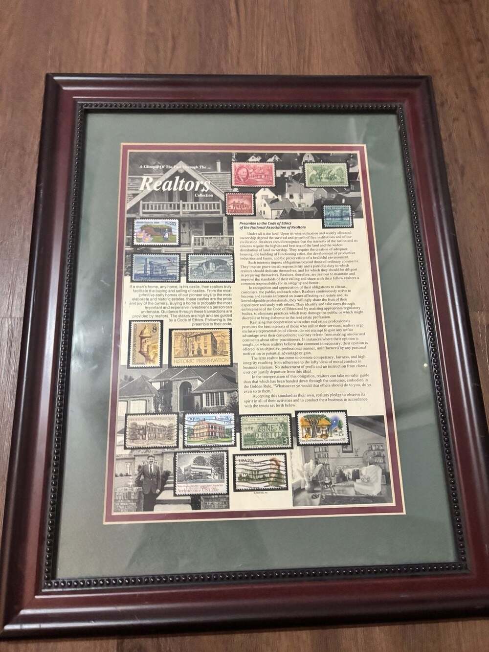 A Glimpse Of The Past Through The Realtors Collection Framed Stamp Display 15x18